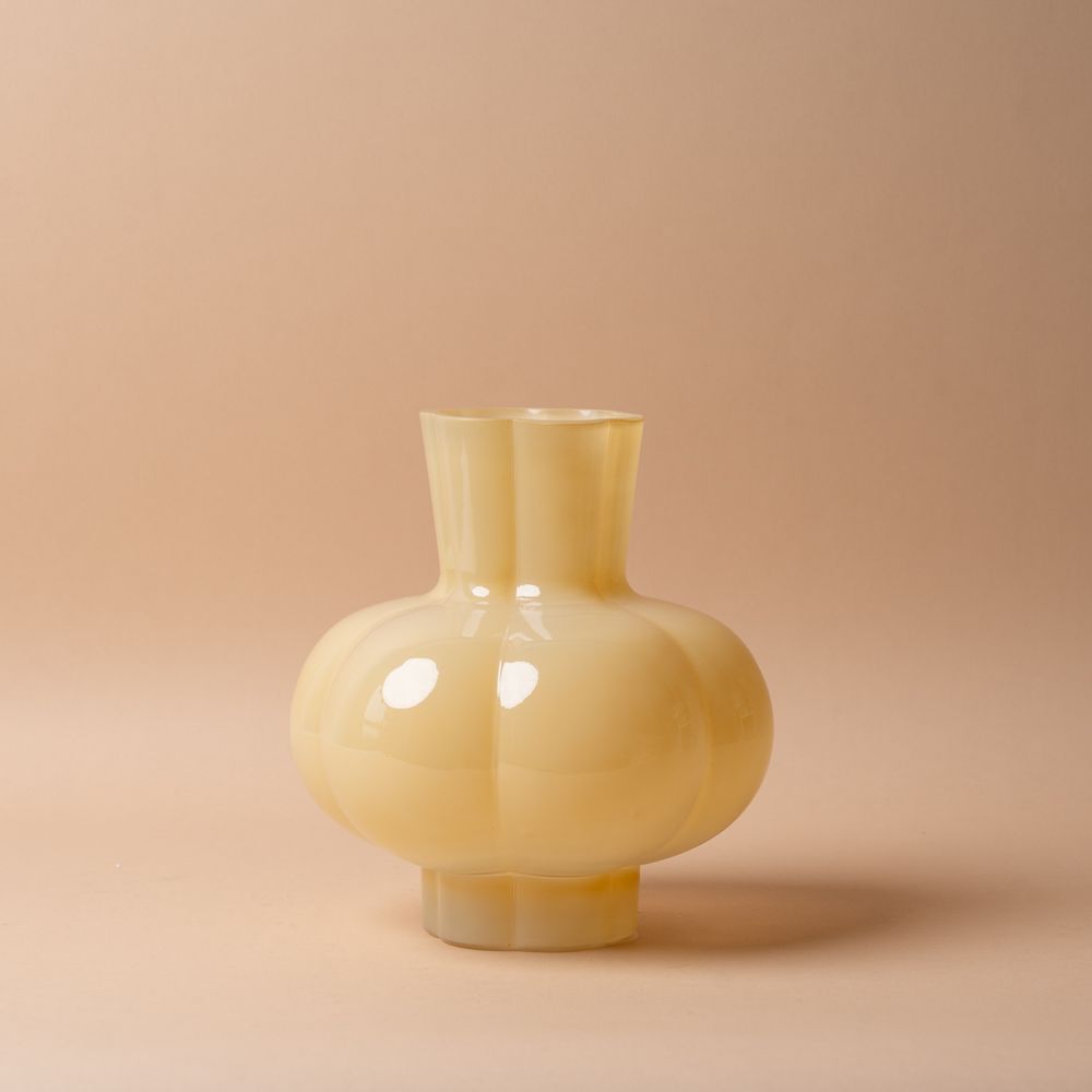 Round Fluted Glass Vase vase Creative Co-op (DYA)