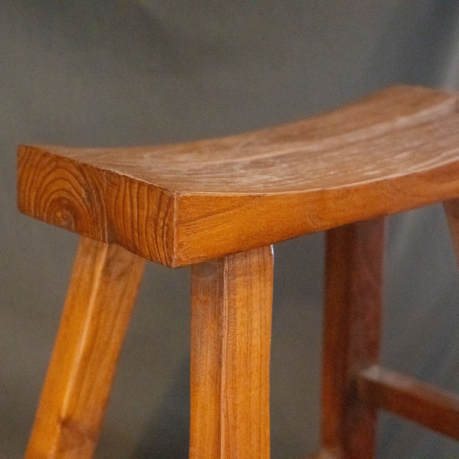 Vintage Curved Wood Stool - Rug & Weave