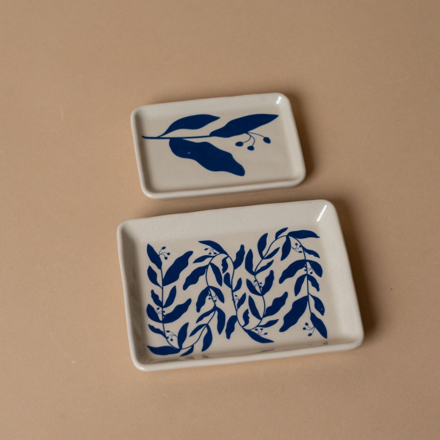 Blue Floral Stoneware Dish - Rug & Weave