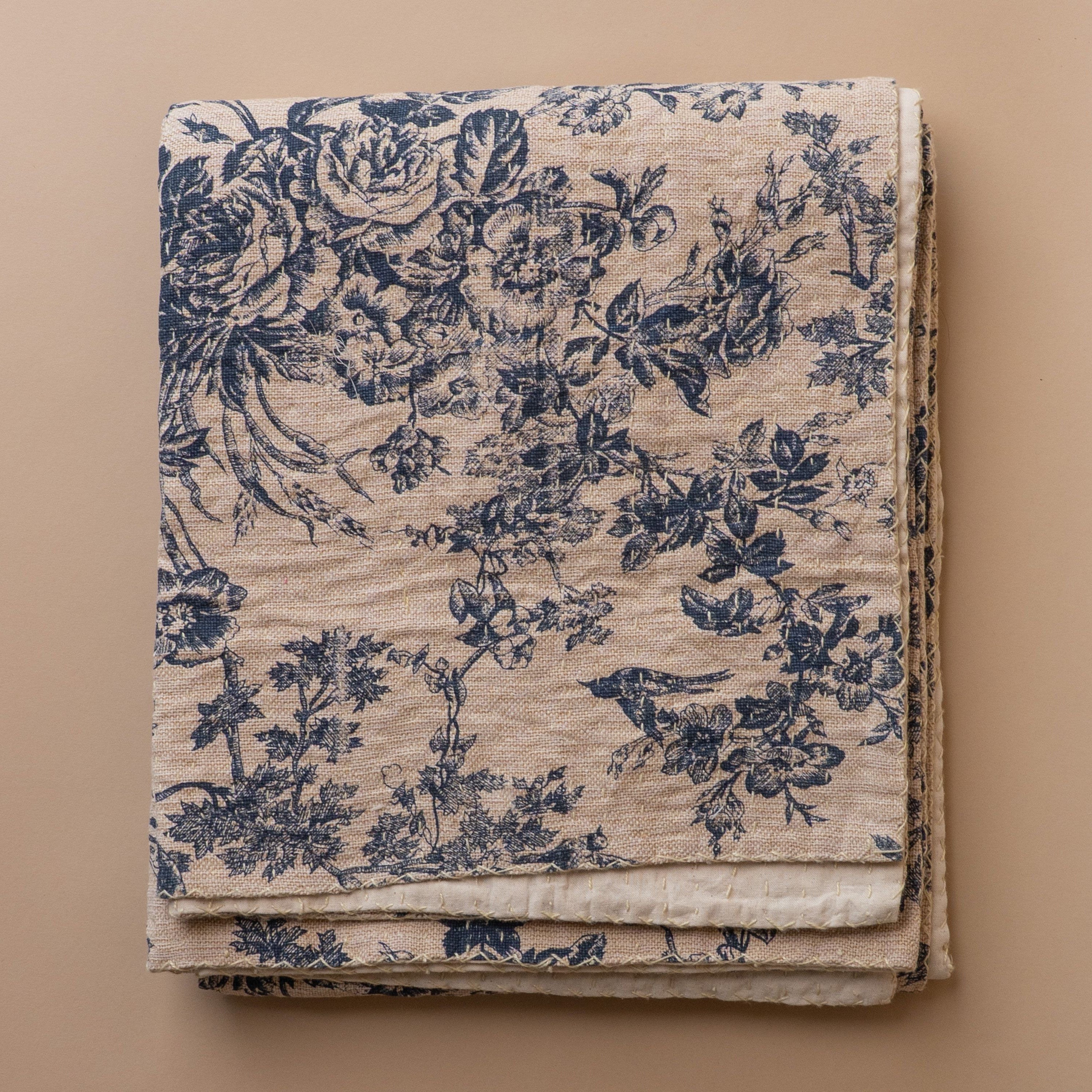 Toile Pattern Kantha Throw Blanket blanket Creative Co-op (DYA)