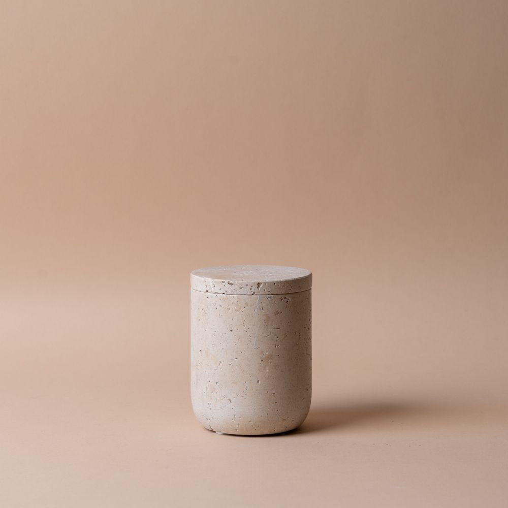 Travertine Jar with Lid storage jar Luxe B Co (Faire)