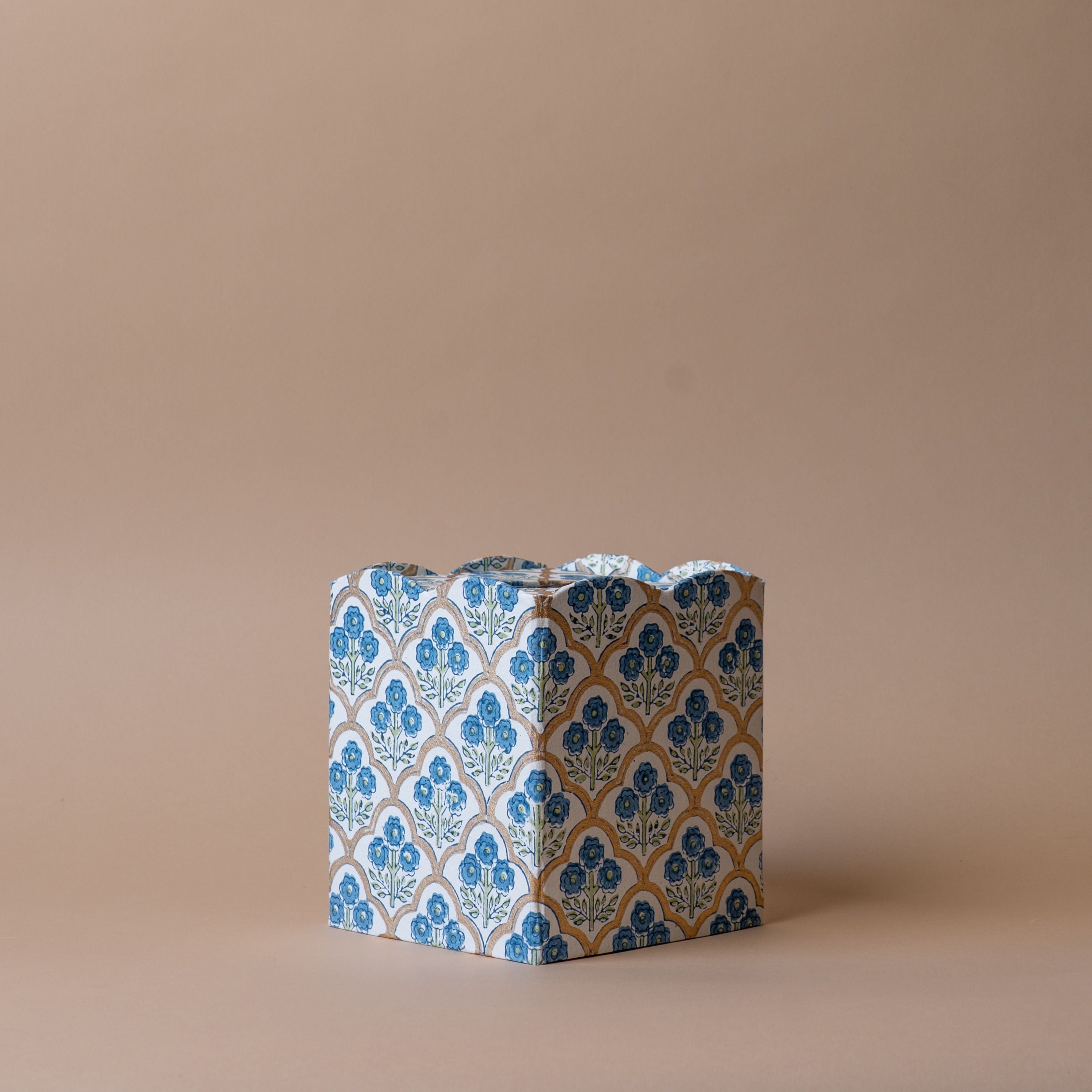 Floral Block Print Tissue Box tissue holder Paper Mirchi (Faire) Blue Floral