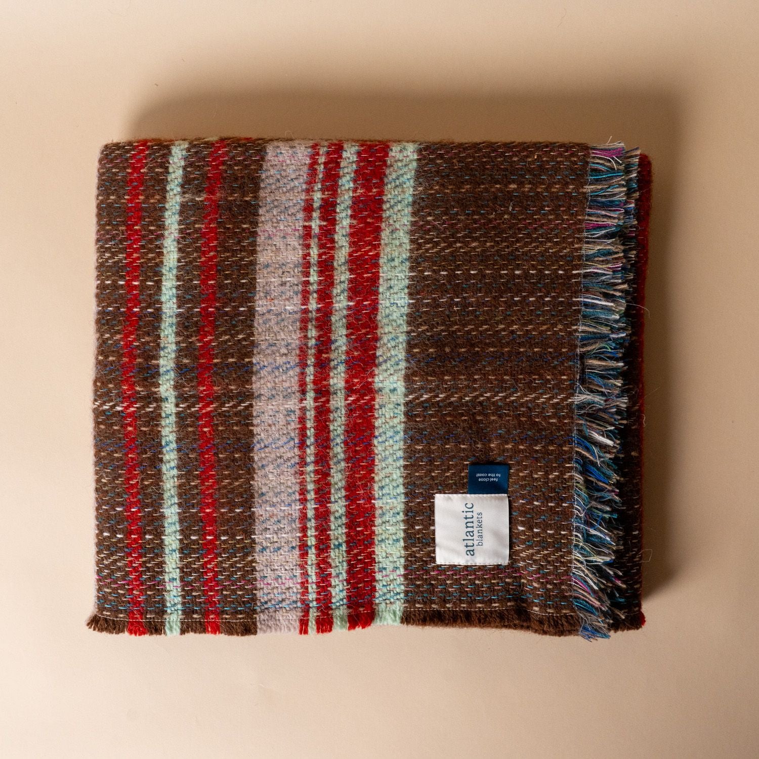 Recycled Wool Throw Blanket Blanket Atlantic Blankets (Faire) Red Stripe