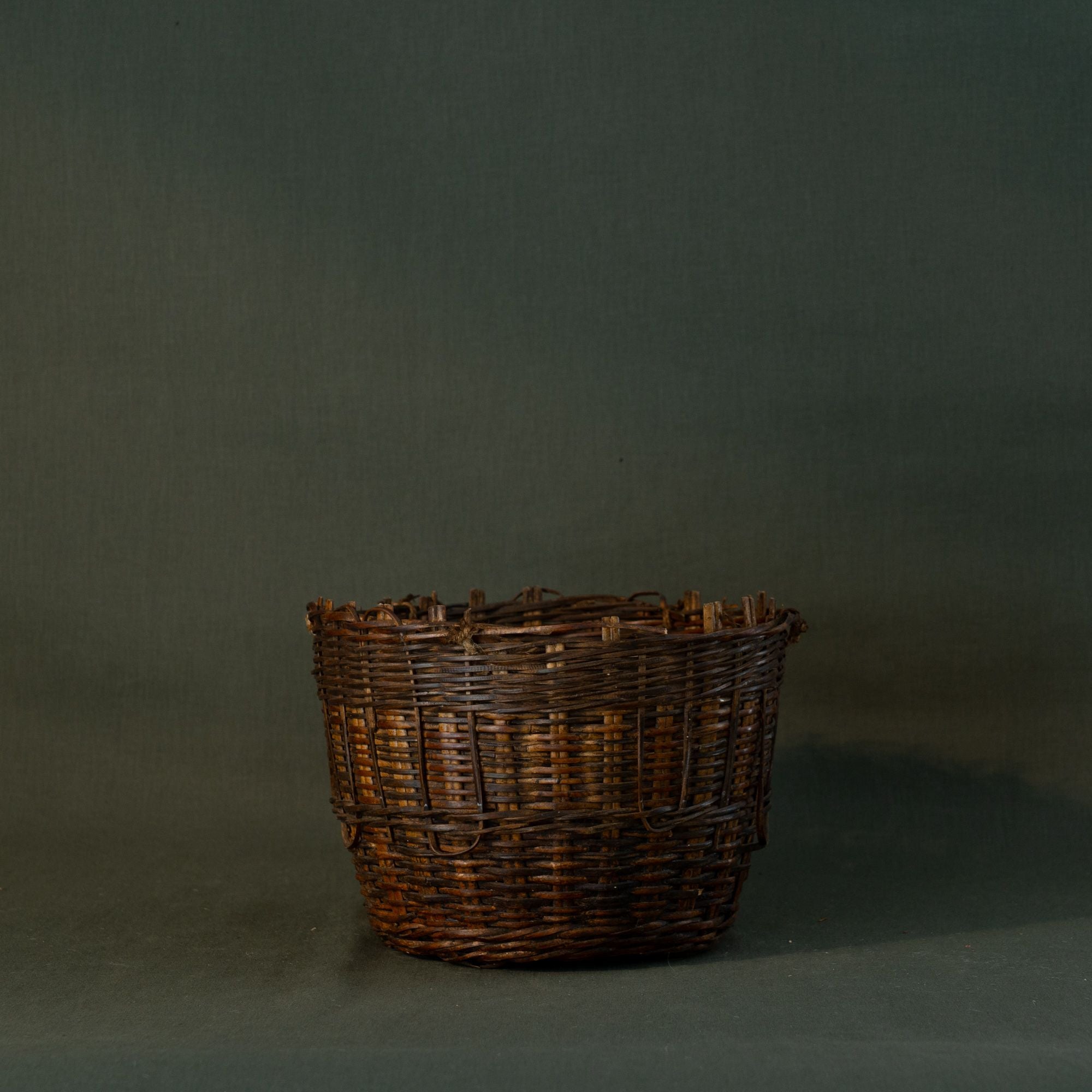 Vintage Dark Rattan Basket - Rug & Weave