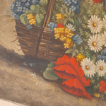 Antique French Floral Still Life Painting VINTAGE - artwork Rug and Weave