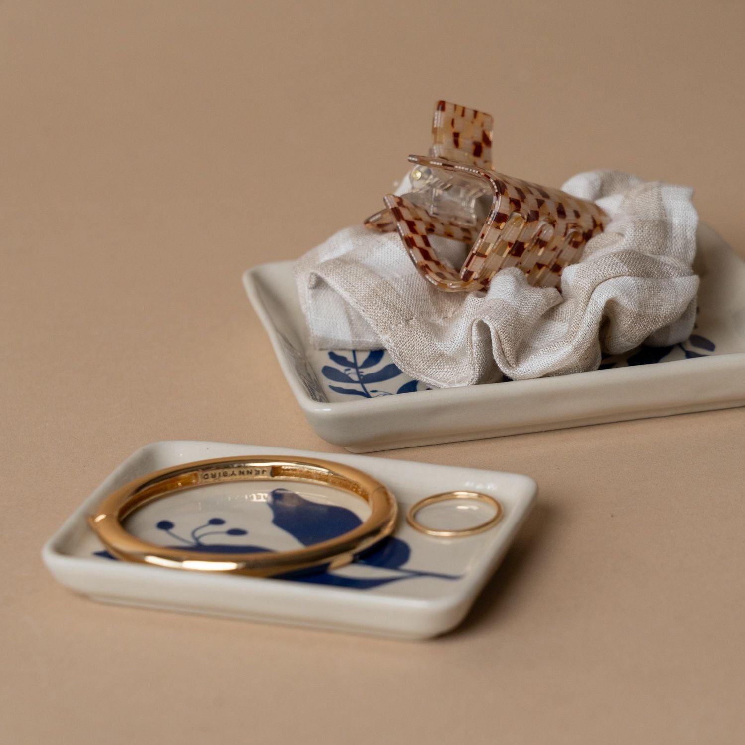 Blue Floral Stoneware Dish - Rug & Weave