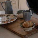 Blue Ribbed Stoneware Pitcher pitcher Creative Co-op (DYA)