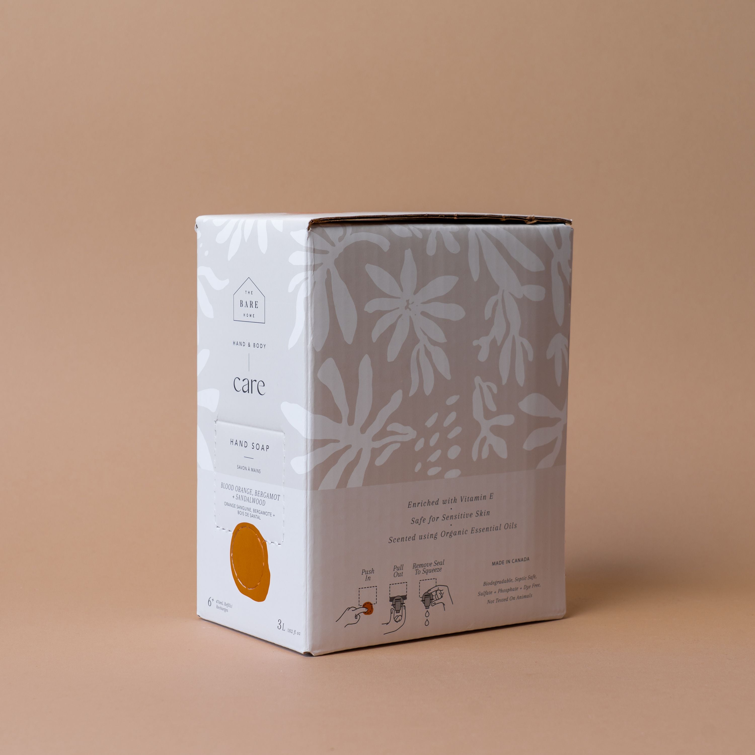 Blood Orange, Bergamot & Sandalwood Hand Soap Refill Box hand soap The Bare Home (DYA)