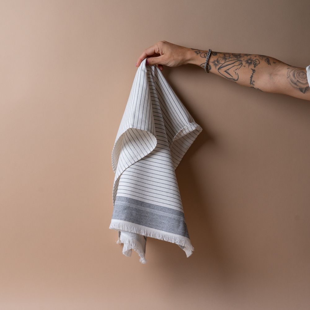 Turkish Cotton Striped Hand Towel hand towel Pokoloko White