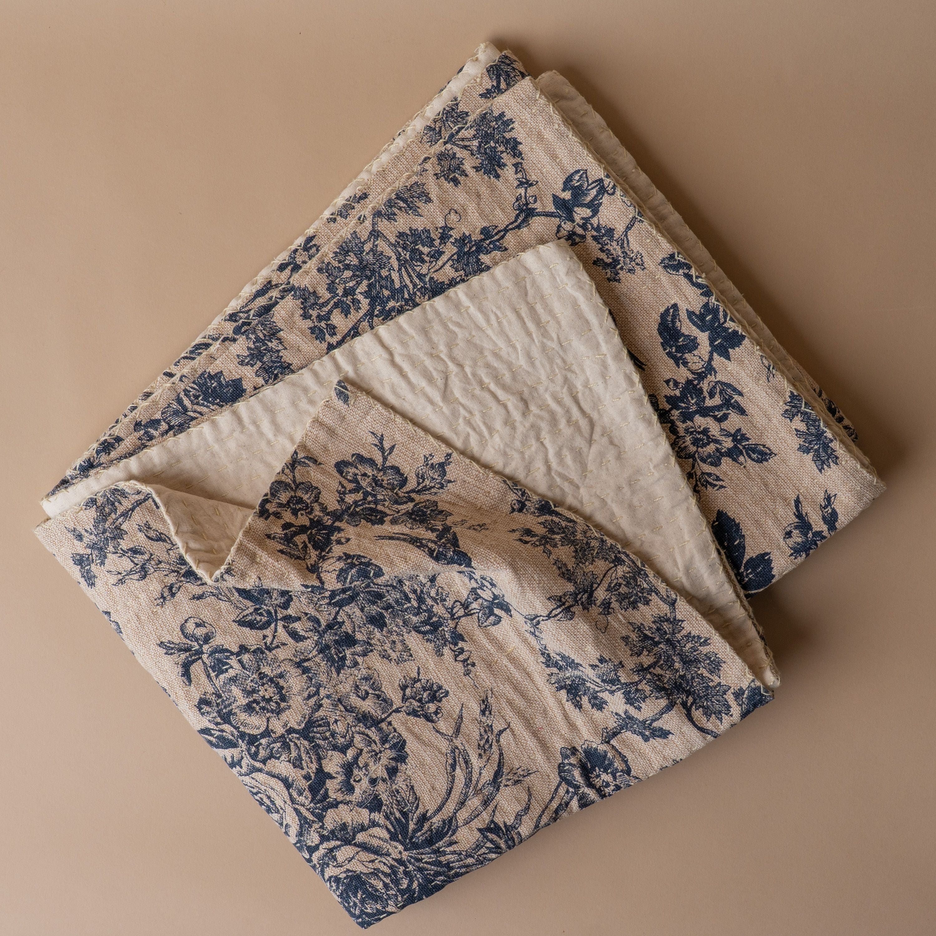 Toile Pattern Kantha Throw Blanket blanket Creative Co-op (DYA)