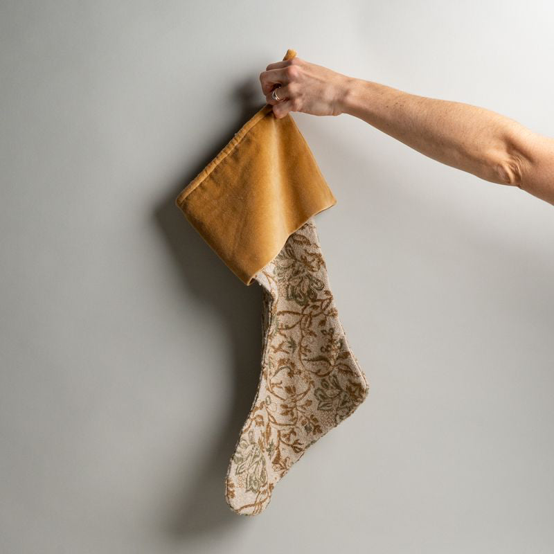 Velvet Block Print Stocking CHRISTMAS 2026 Indaba Gold Print