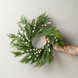 White Plum Berry Cypress Wreath