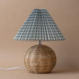 Rattan Table Lamp with Pleated Gingham Shade LIGHTING - table lamp Accents De Ville (ShopZio)