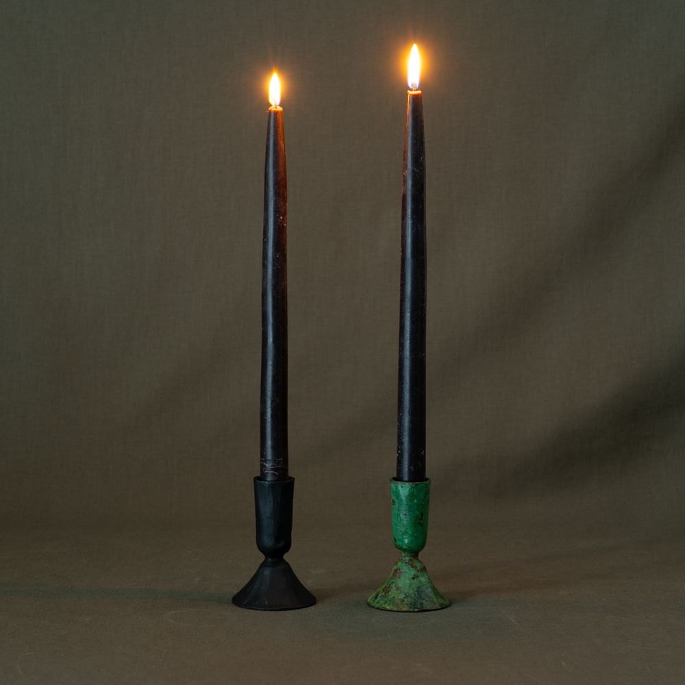 Forged Iron Candlestick Holder - Black