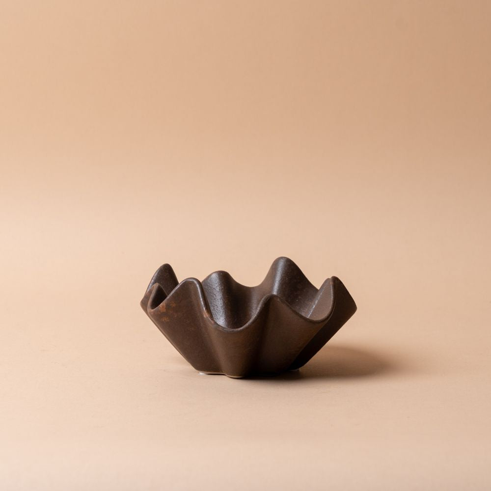 Brown Ribbon Shaped Stoneware Dish dish Creative Co-op (DYA)