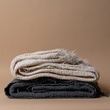 Textured Linen Throw Blanket blanket Linen Way