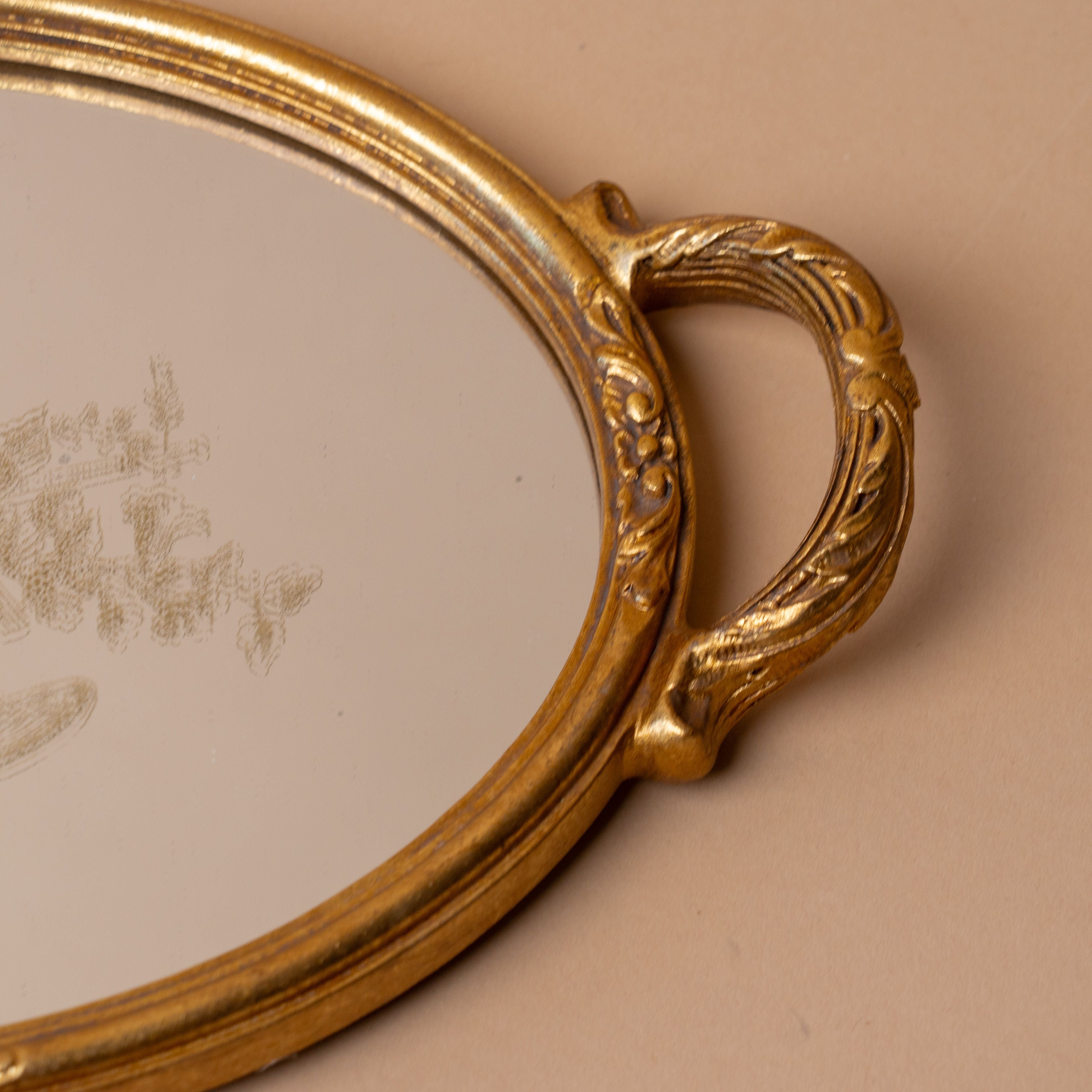 Antiqued Oval Floral Tray – view 4