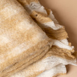 Wool Gingham Throw Blanket - Camel blanket Indaba