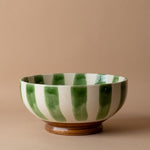 Hand-Painted Stripe Pedestal Bowl dish Creative Co-op (DYA)