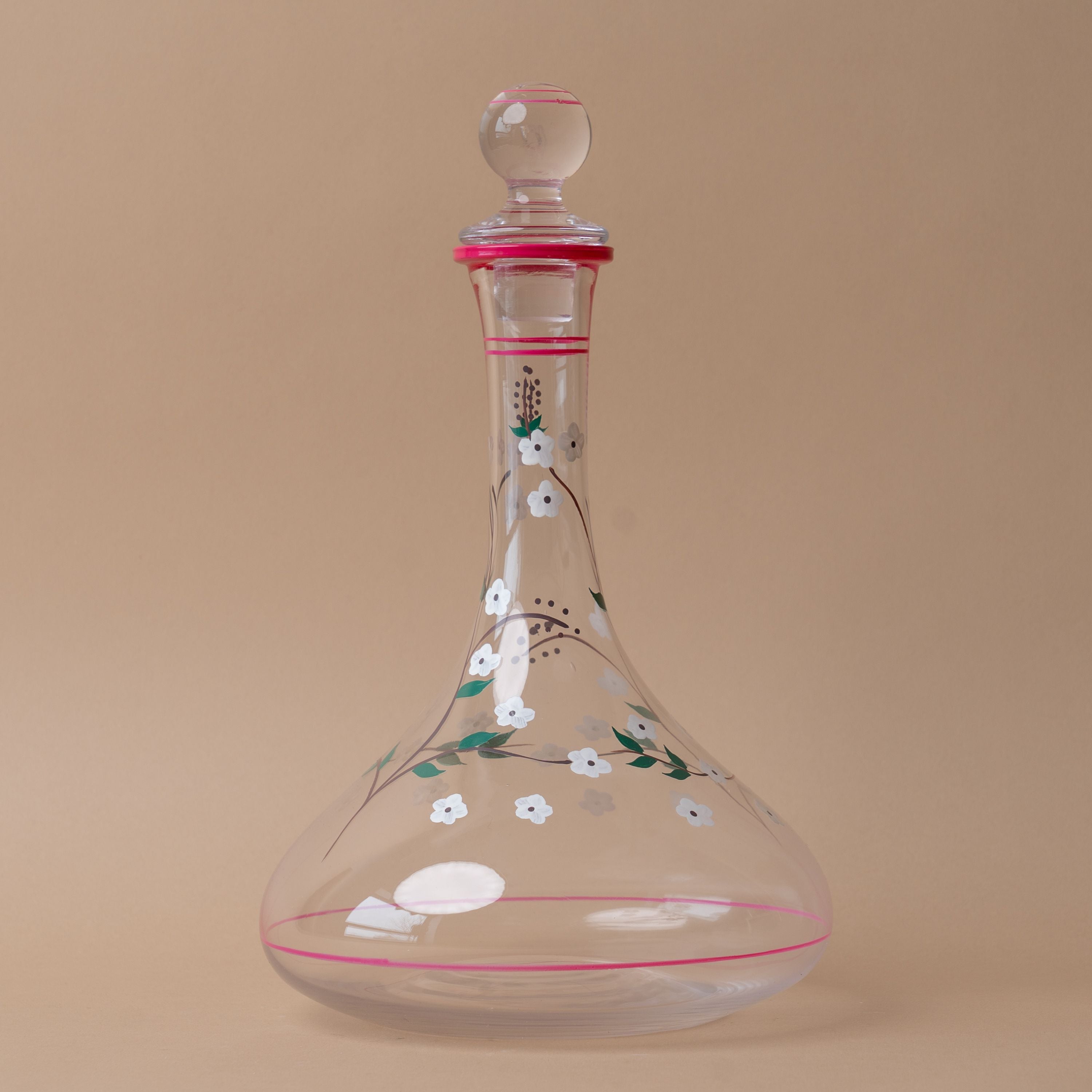 Hand Painted Floral Decanter glass decanter Creative Co-op (DYA)