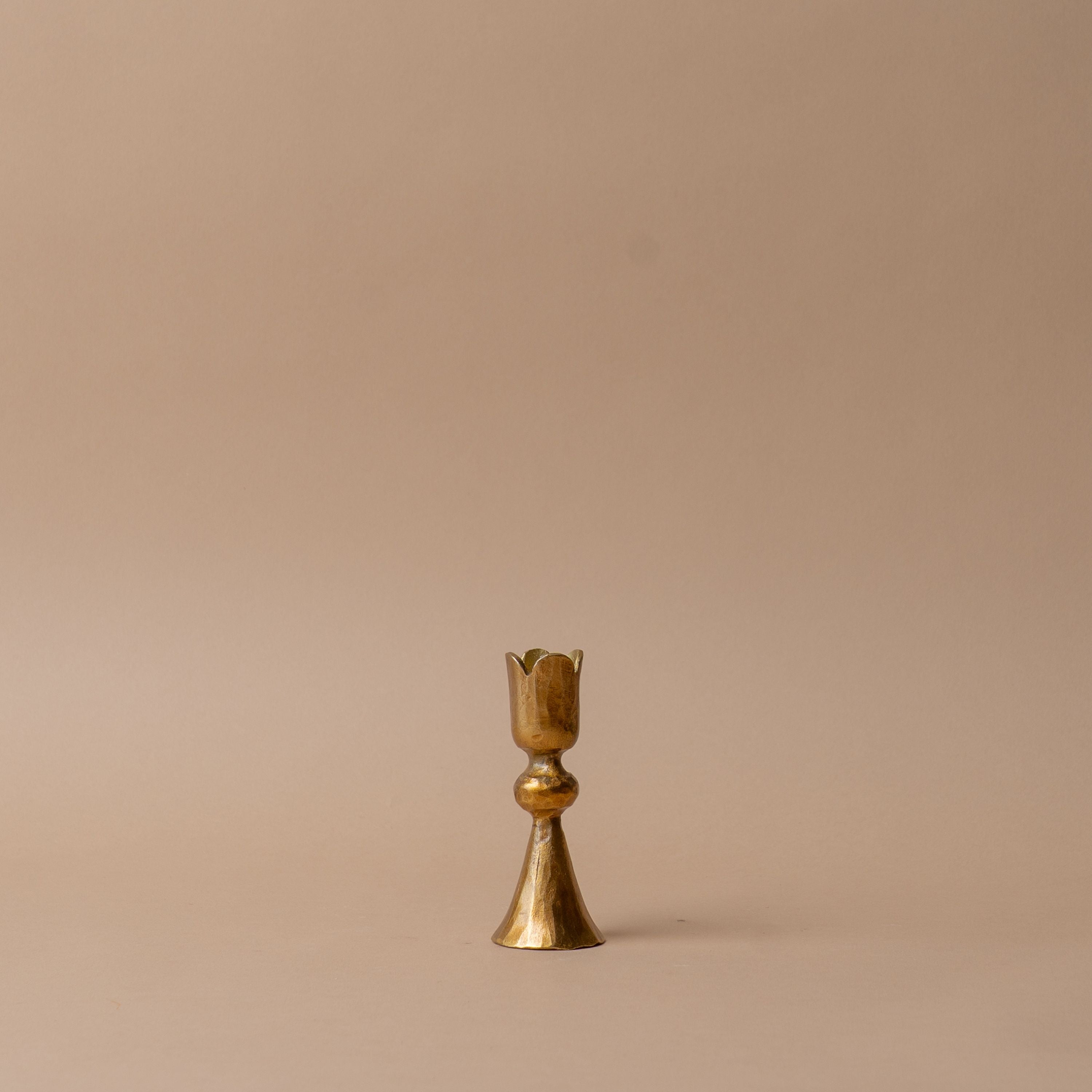 Antiqued Brass Tulip Candle Holder candle holder Accents De Ville (ShopZio) Small