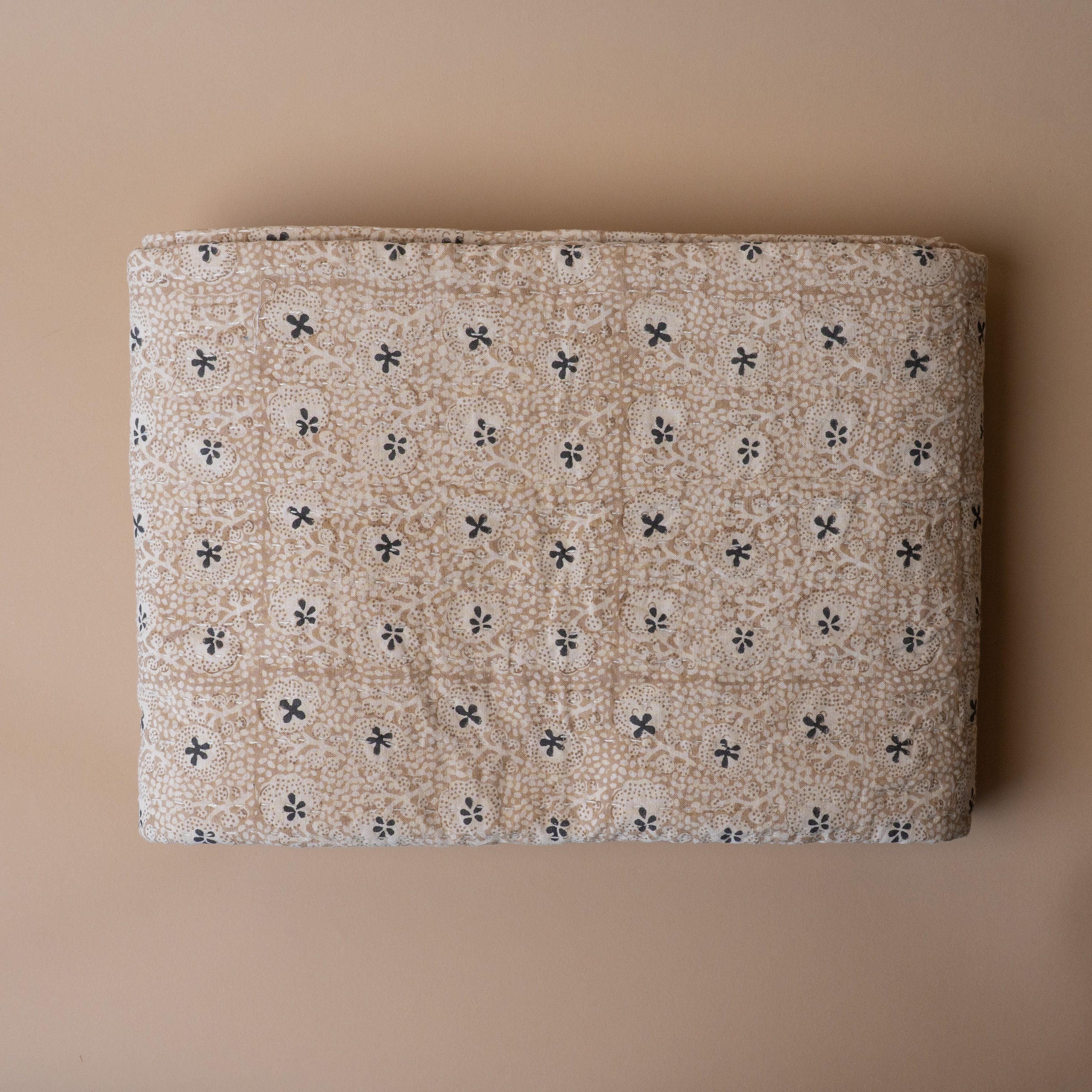 Block Print Clovers Bed Blanket blanket Indaba