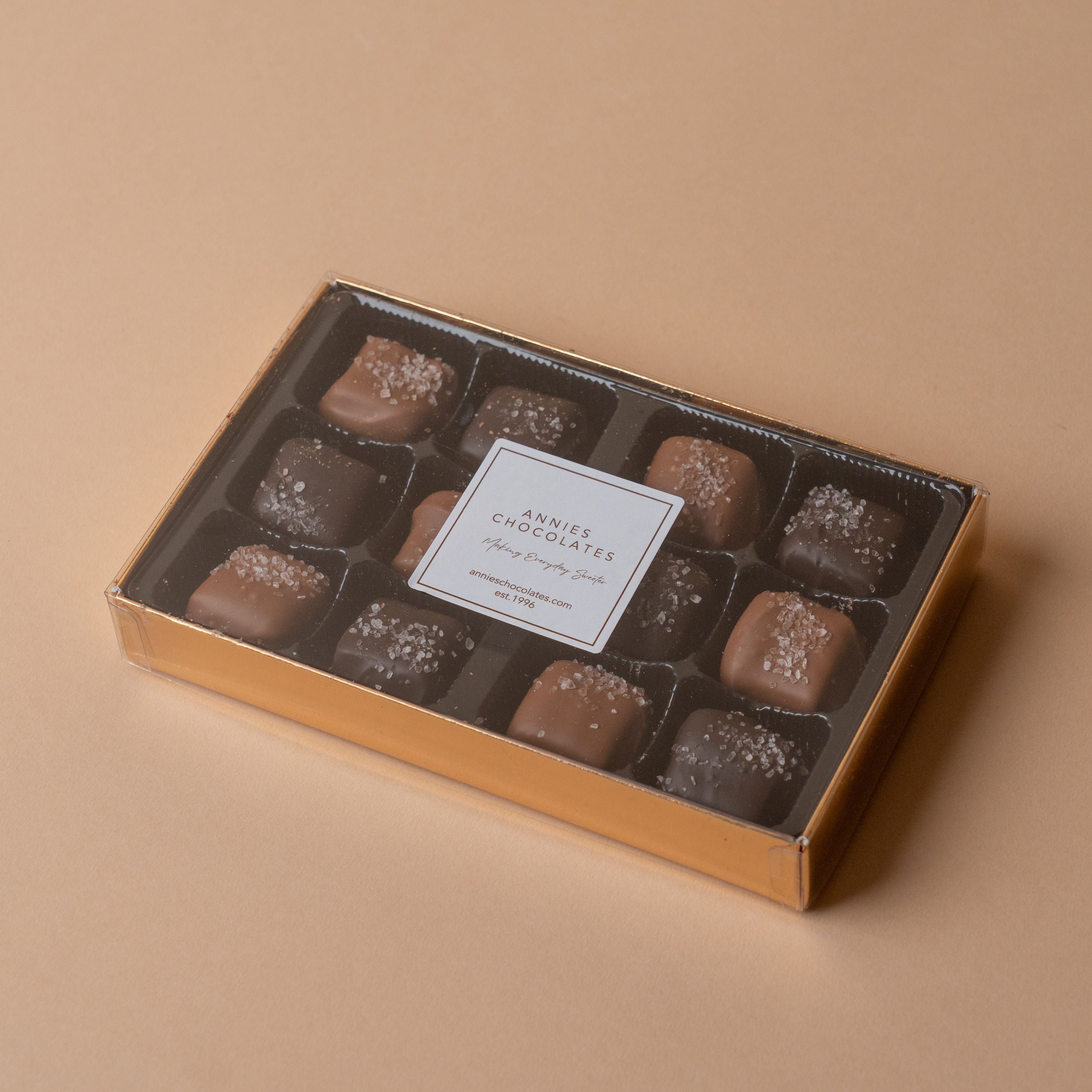 Annies Milk & Dark Chocolate Sea Salt Caramels chocolate ANNIES CHOCOLATES (Faire)