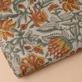 Brown Floral Block Print Table Runner table runner Indaba