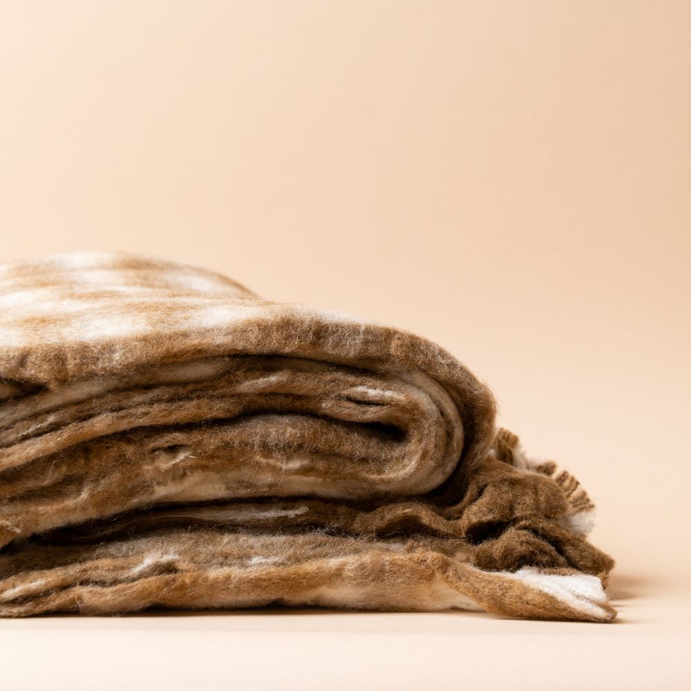 Wool Gingham Throw Blanket - Toffee blanket Indaba