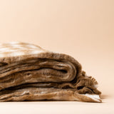Wool Gingham Throw Blanket - Toffee blanket Indaba