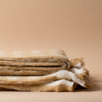 Wool Gingham Throw Blanket - Camel blanket Indaba