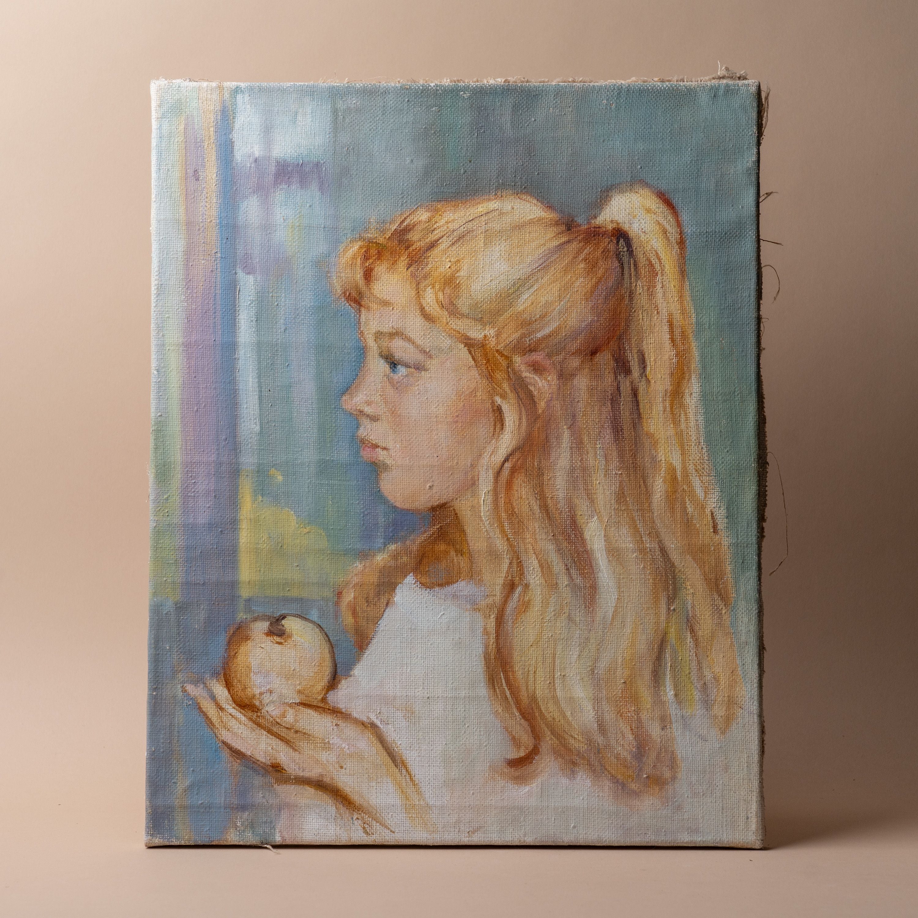 "Apple of My Eye" Vintage Painting ARTWORK - vintage painting Rug & Weave