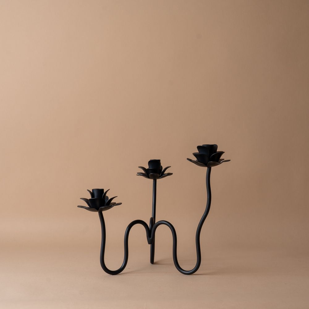 Hand-Forged Iron Floral Candelabra candle holder The Floral Society (Aesthetic Movement)
