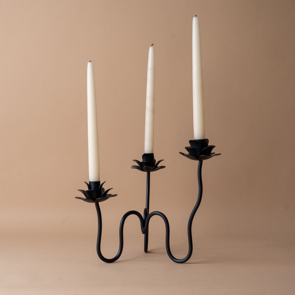 Hand-Forged Iron Floral Candelabra candle holder The Floral Society (Aesthetic Movement)
