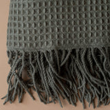 Waffle Throw Blanket with Fringe blanket Brunelli (ShopZio) Olive