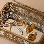 Filigree Mirrored Storage Box decorative box Silver Tree Home & Holiday (Faire)