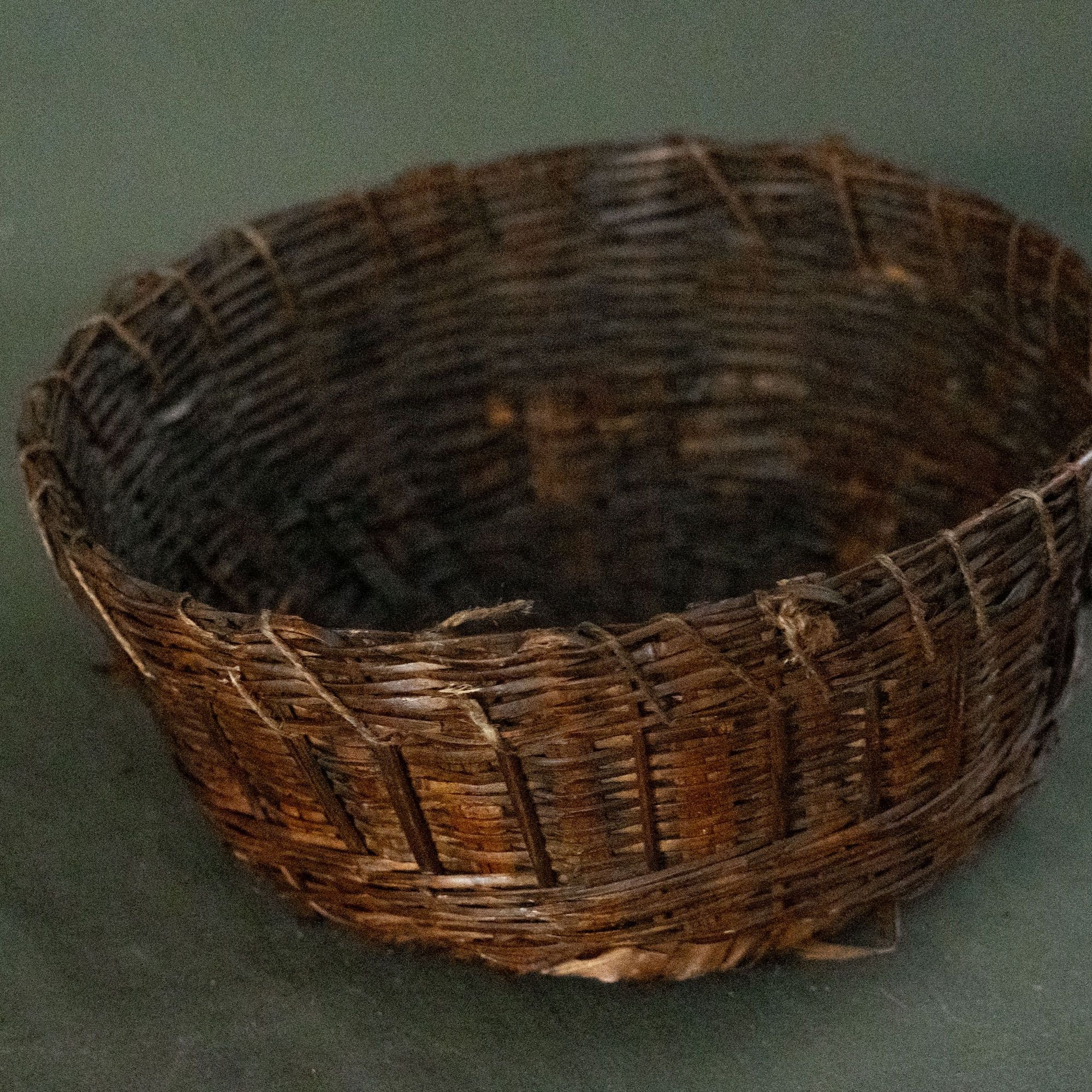 Vintage Dark Rattan Basket - Rug & Weave