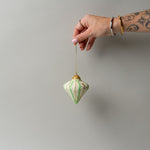 Handmade Paper Mache Ornament - Diamond Shape CHRISTMAS 2025 Creative Co-op (DYA) Green Stripe