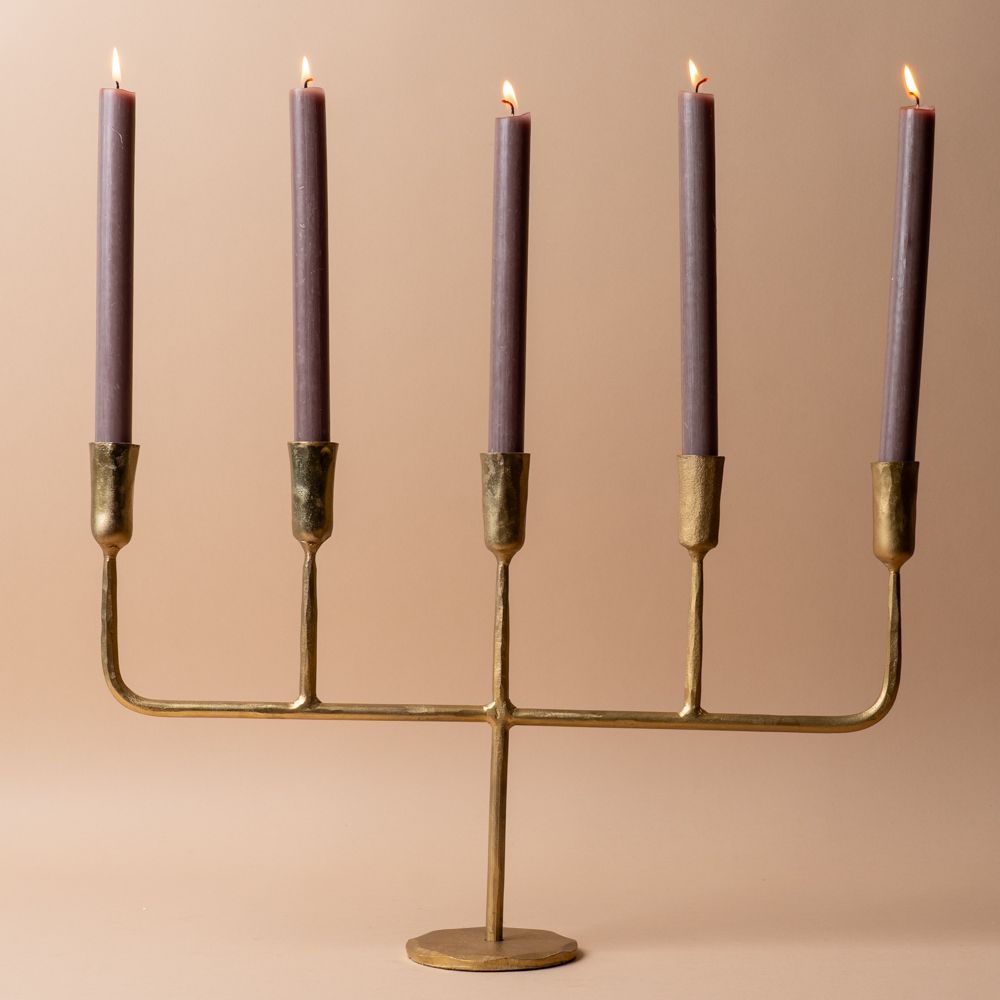 Hand Forged Candelabra candle holder Indaba Gold Finish