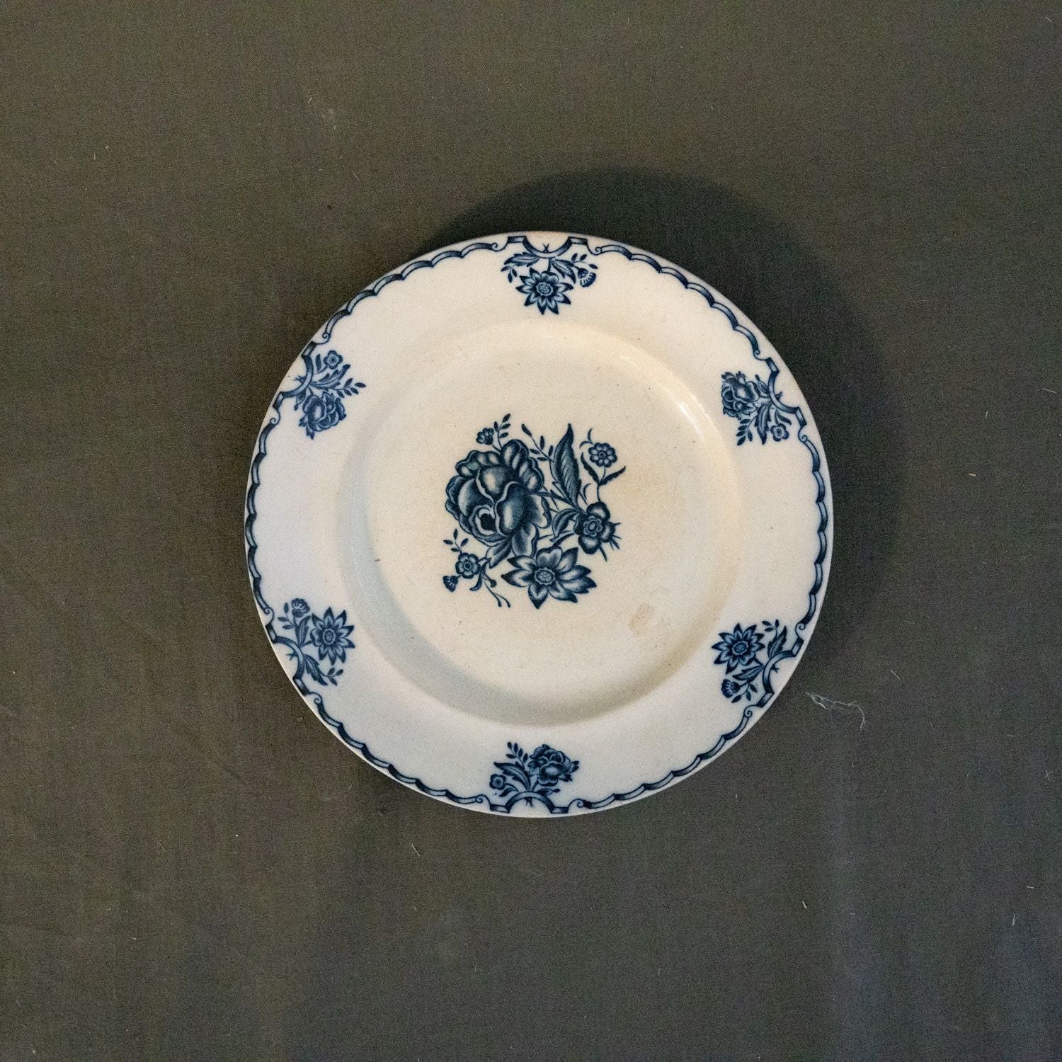 Antique Floral Transferware Dinnerware - Dark Blue - Rug & Weave