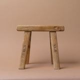 Tiny Elm Wood Stool - Natural 1-VINTAGE - stool Hauer Market