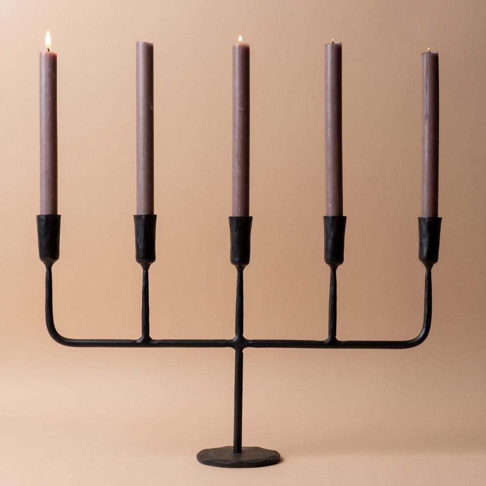 Hand Forged Candelabra candle holder Indaba Matte Black Finish