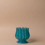 Fluted Pedestal Vase vase Verdant Garden & Home (Faire) Short Blue