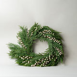 White Plum Berry Cypress Wreath