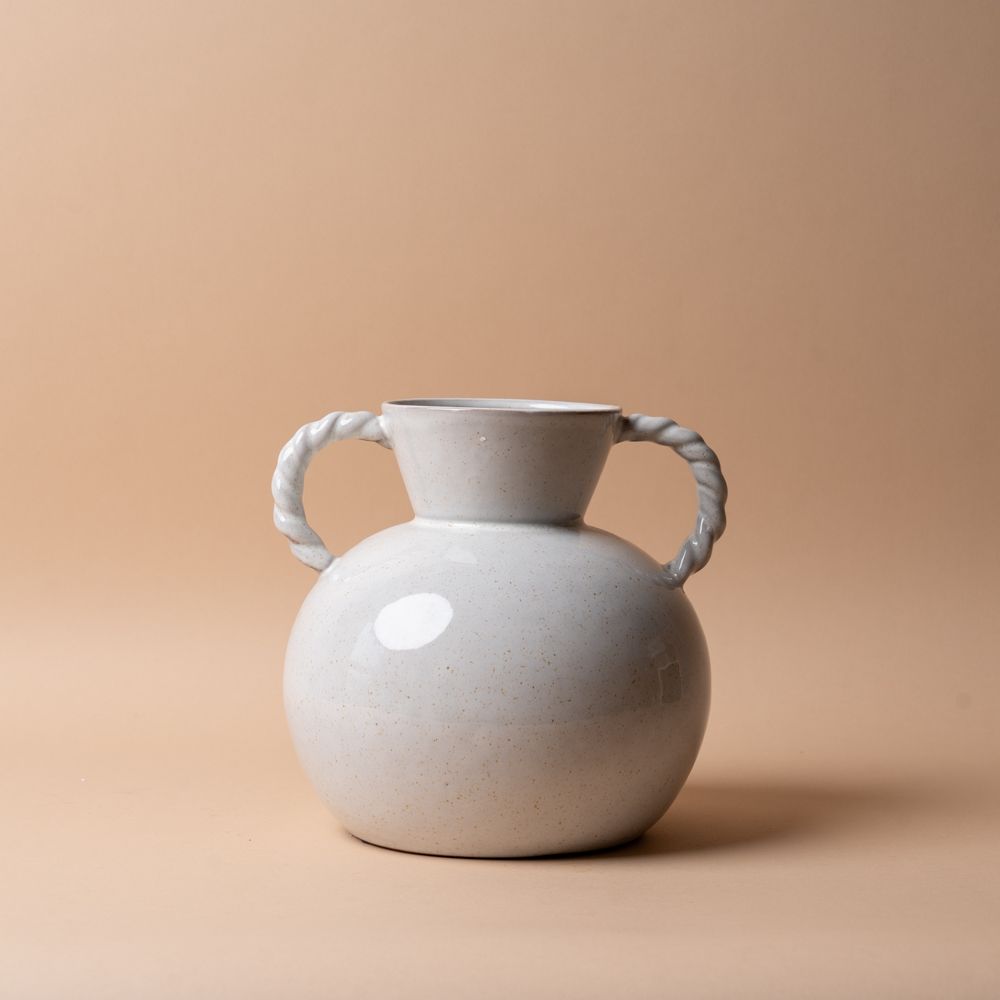 Stoneware Vase with Rope Handles vase Creative Co-op (DYA)