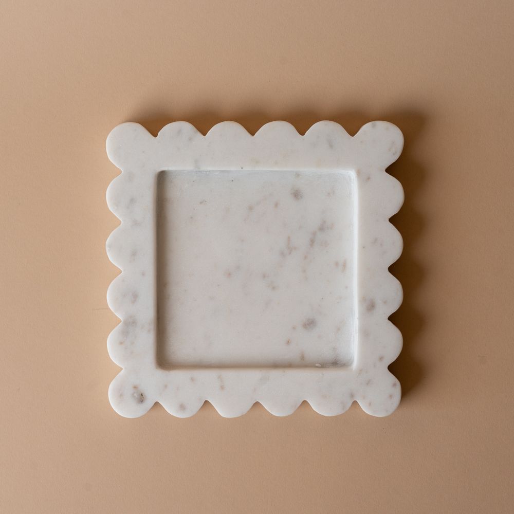 Square Marble Scalloped Tray tray Luxe B Co (Faire)