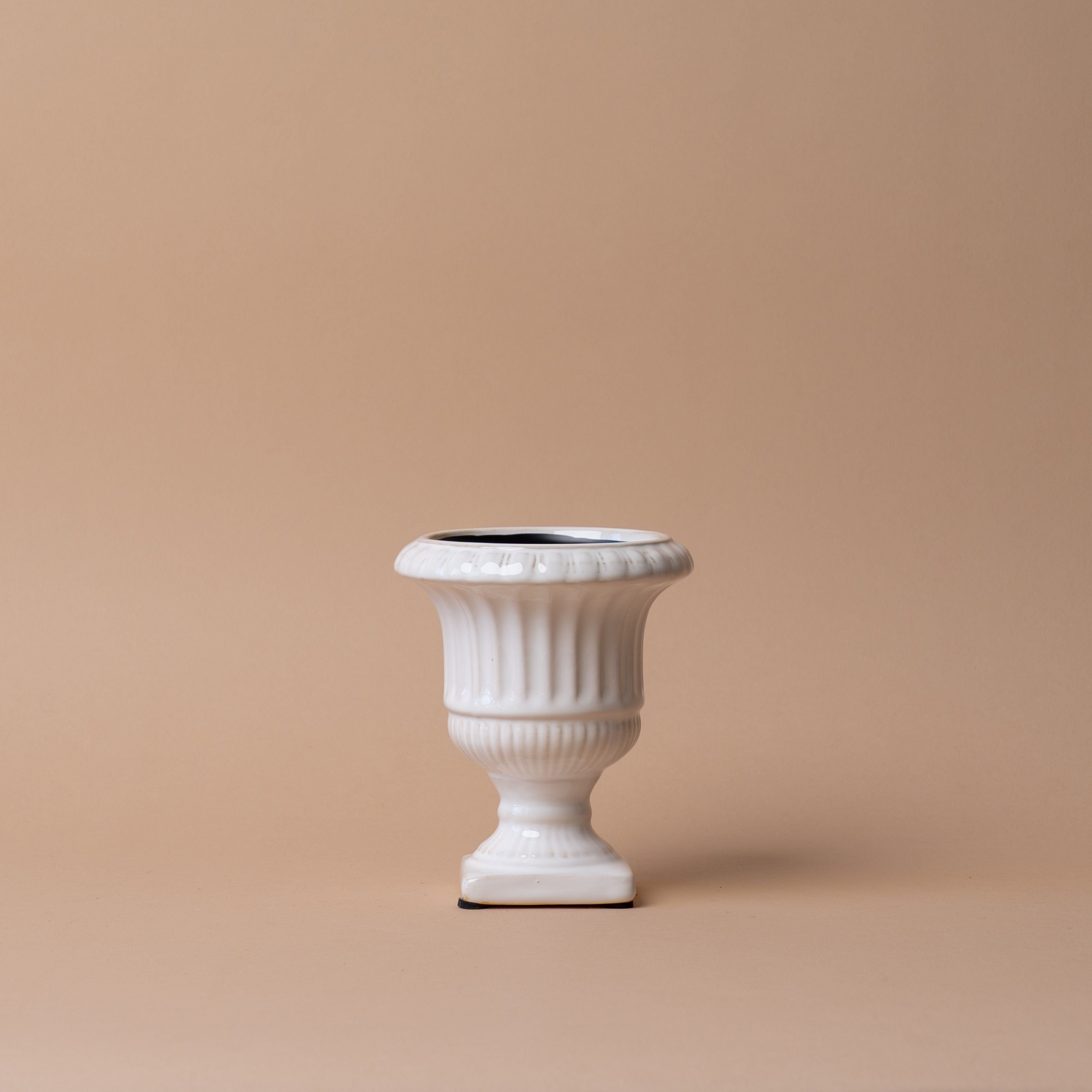 White Ceramic Urn – view 2