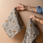 Floral Hand Block Tea Towel Set tea towel Indaba