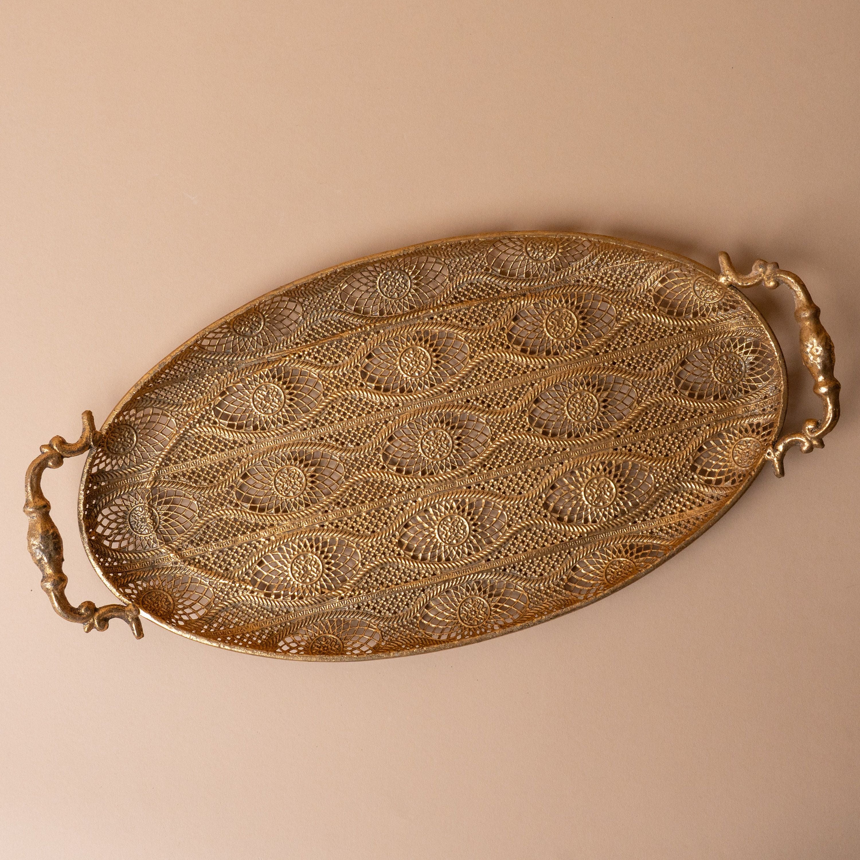 Oval Filigree Metal Tray tray Silver Tree Home & Holiday (Faire)