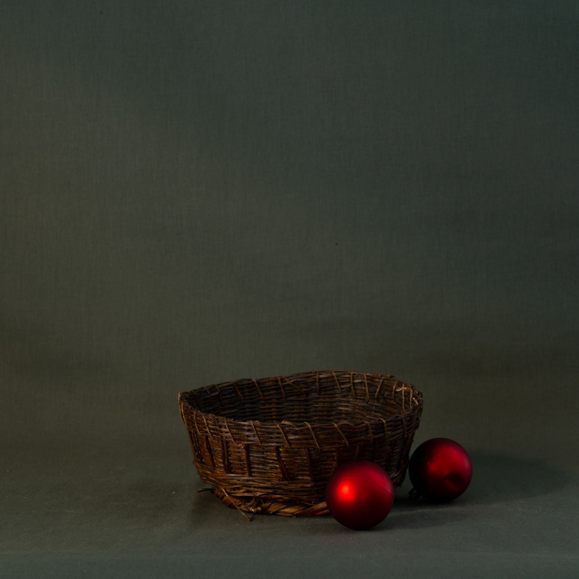 Vintage Dark Rattan Basket - Rug & Weave